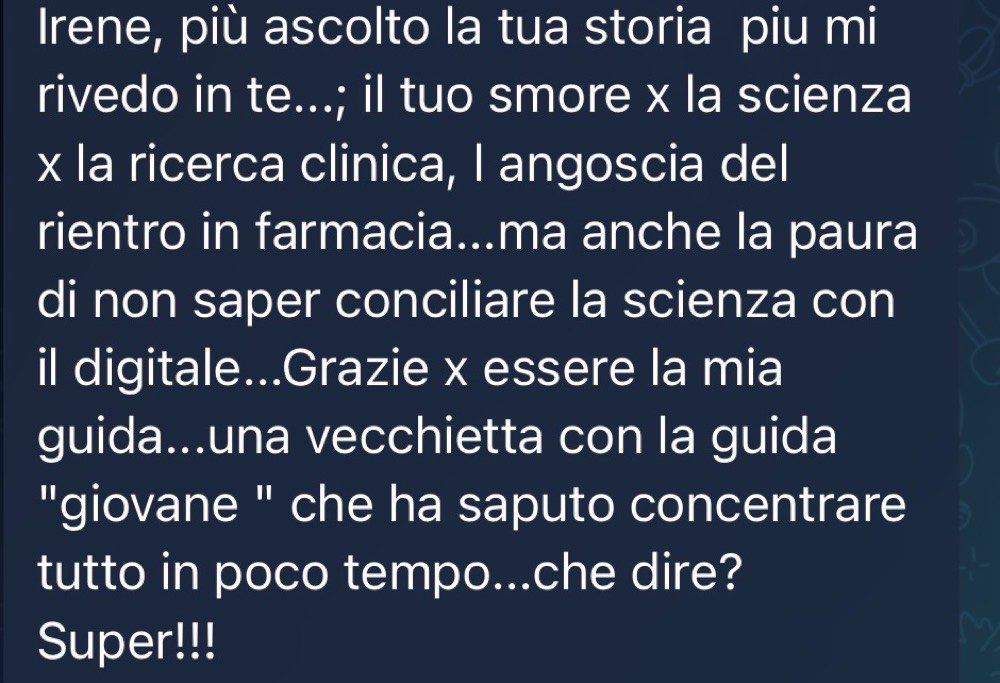 Messaggio di una farmacista nel canale del percorso