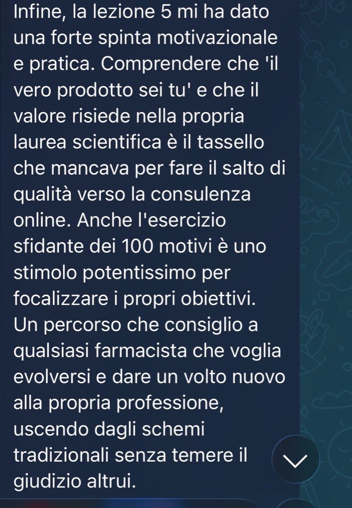 Messaggio di una farmacista nel canale del percorso