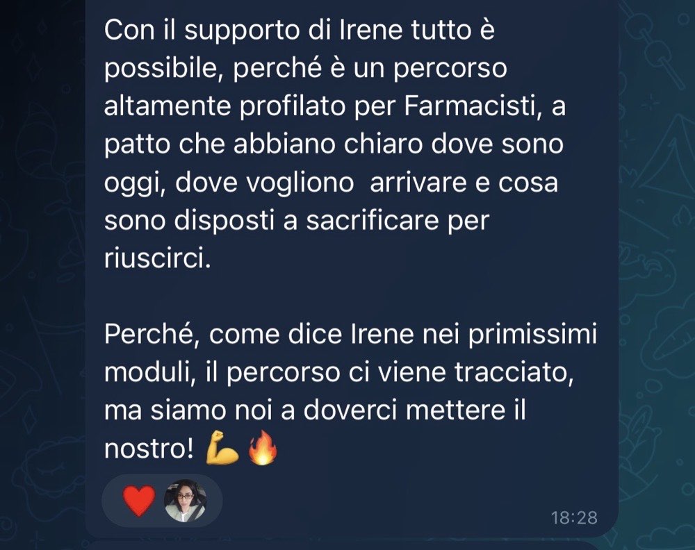 Messaggio di una farmacista nel canale del percorso